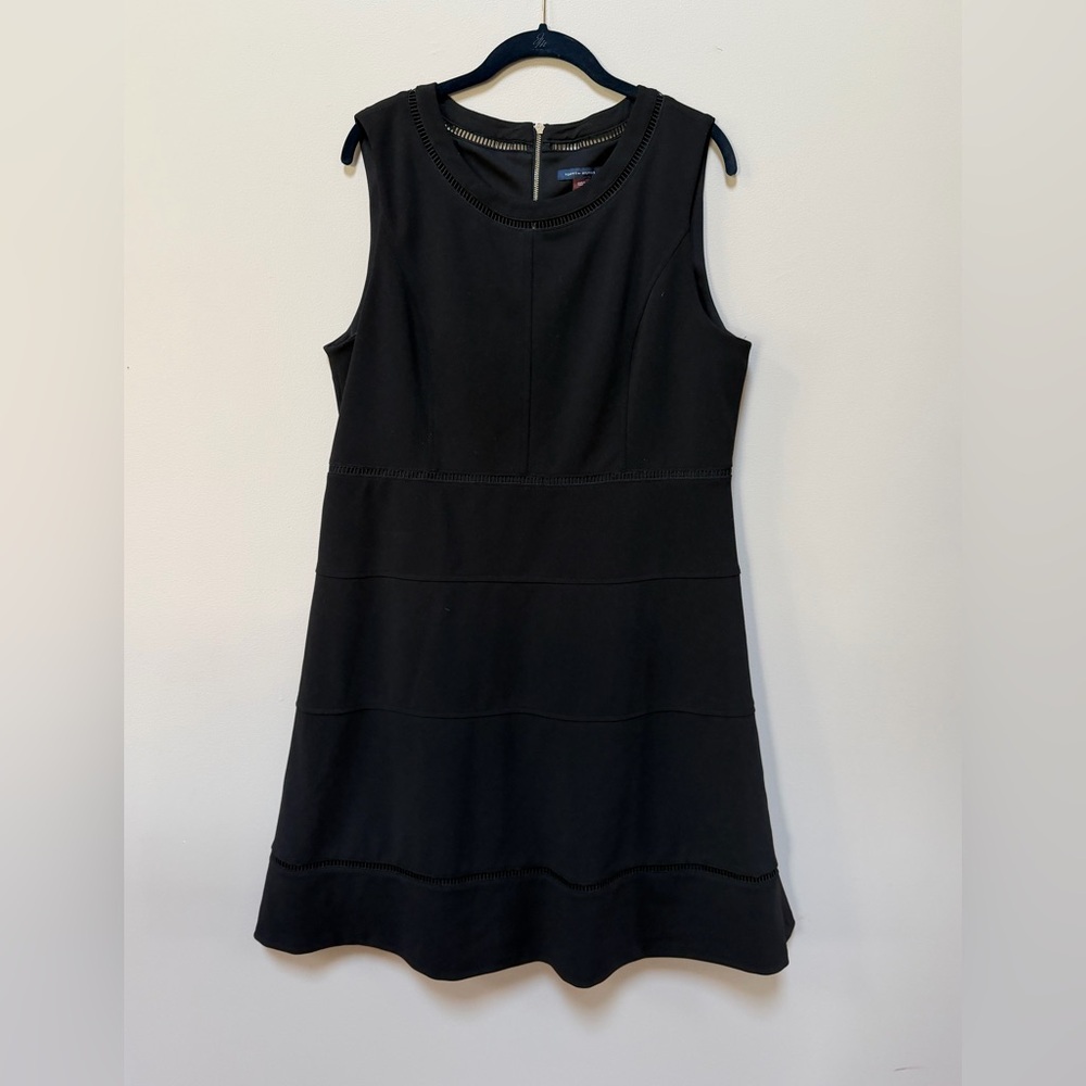 Tommy Hilfiger A Line Sleeveless Zip Up Black Dress with Cut Out Details Size 14